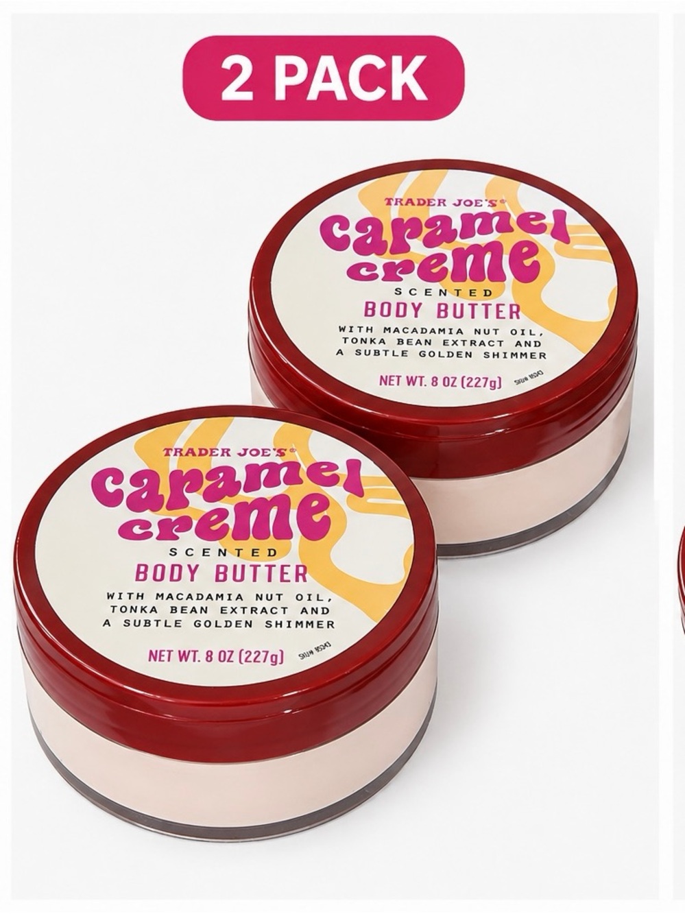 Trader Joe's Caramel Creme Scented Body Butter - Pink & Red
